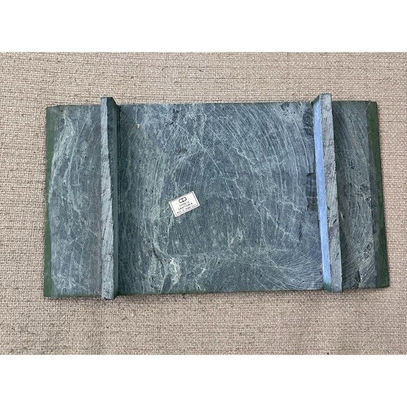 Green Marble Riser Stand Chinese Craftsmen Rectangle Vintage Display 9x5 Inches - Picture 5 of 9